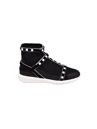 Shop Valentino Gigh-top Sneakers In 0vo Nero-nero-bianco Ottico