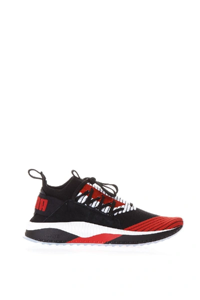Shop Puma Tsugi Jun Black & Red Sneakers In Black-red