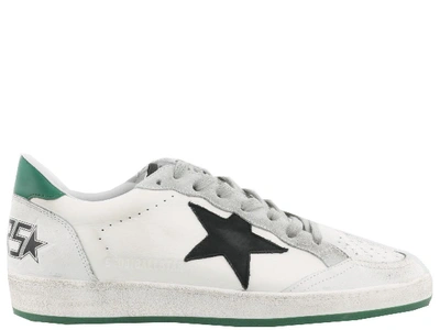 Shop Golden Goose Ball Star Sneaker In White Crack-green-nabuk Star
