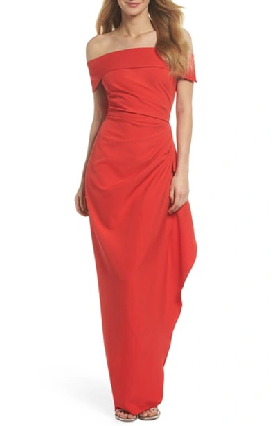 Shop Vince Camuto Off The Shoulder Crepe Gown In Red