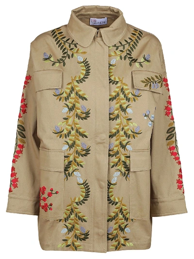 Shop Red Valentino Floral Vines Drill Embroidered Caban Coat
