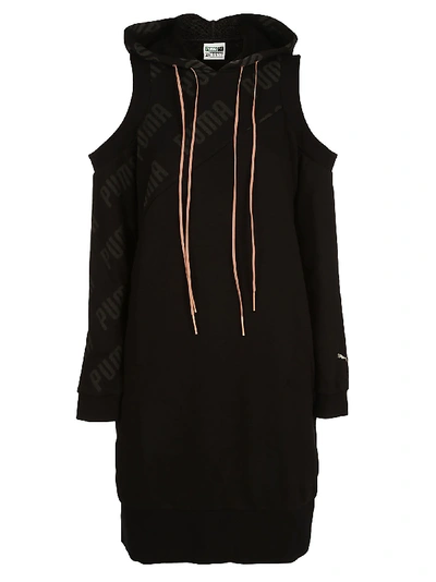 Shop Puma Cold Shoulder Oversized Dress In Black