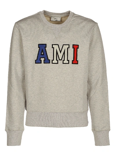 Shop Ami Alexandre Mattiussi Sweatshirt Patched Ami Letters In Grey