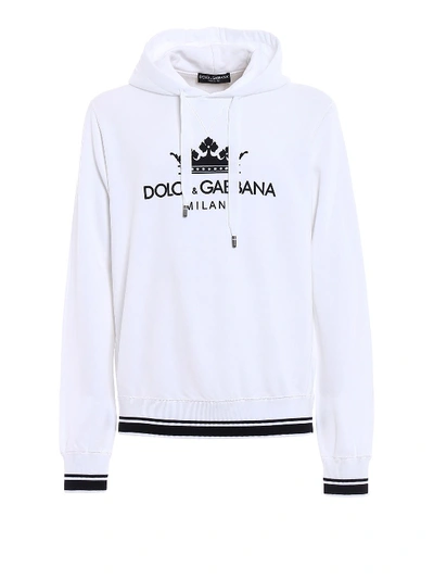 Shop Dolce & Gabbana Crown Dg Logo Hoodie In Wwhite
