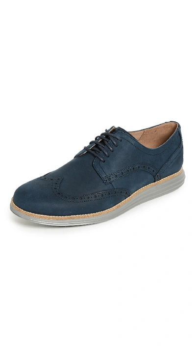 Shop Cole Haan Original Grand Shortwing Lace Up Shoes In Blazer Blue/ironstone