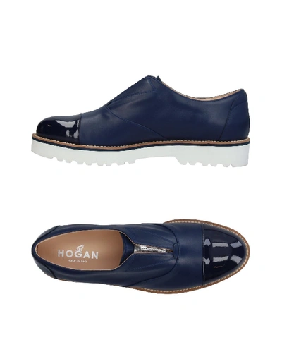 Shop Hogan Woman Loafers Midnight Blue Size 6 Leather