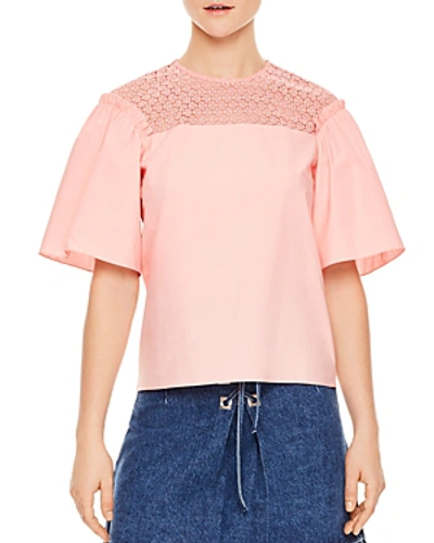 Shop Sandro Mingo Lace-detail Top In Peony