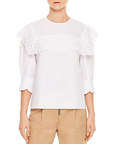 Shop Sandro Charlette Lace-trimmed Top In White