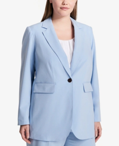 Shop Calvin Klein Plus Size Single-button Blazer In Serene