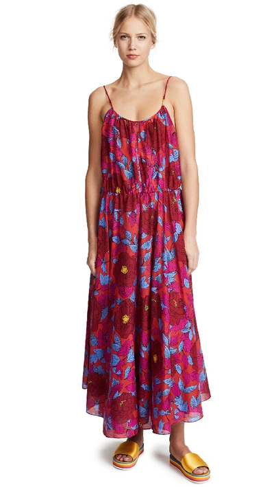 Shop Diane Von Furstenberg Cinched Waist Maxi Dress In Boswell Geranium