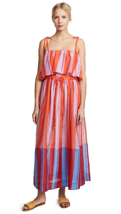 Shop Diane Von Furstenberg Sleeveless Pleated Maxi Dress In Harling Stripe Multi