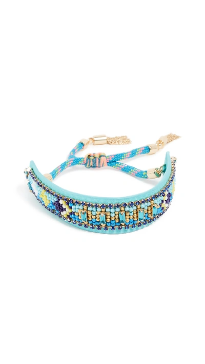 Shop Rebecca Minkoff Zigzag Seed Bead Friendship Bracelet In Turquoise Multi