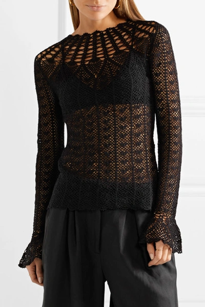 Shop Ulla Johnson Heidi Crocheted Pima Cotton Top In Black