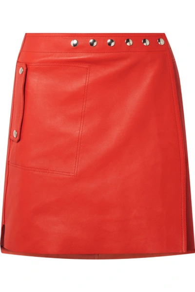 Shop Acne Studios Shiryn Leather Wrap Mini Skirt In Red