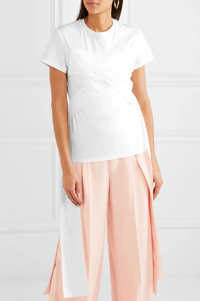 Shop Adeam Twist-front Cotton-jersey T-shirt In White
