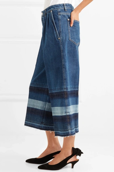Shop Sonia Rykiel Striped Cropped Mid-rise Wide-leg Jeans In Blue