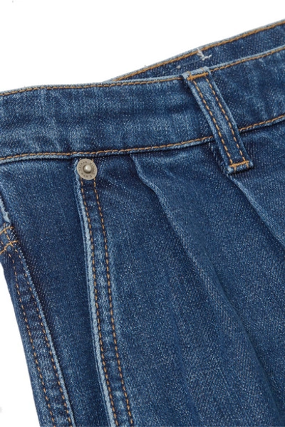 Shop Sonia Rykiel Striped Cropped Mid-rise Wide-leg Jeans In Blue
