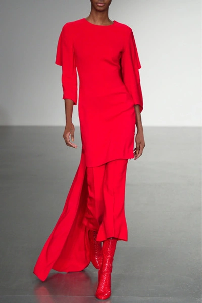 Shop Antonio Berardi Cape-effect Crepe De Chine Dress In Red