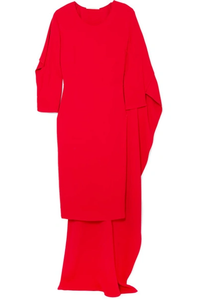 Shop Antonio Berardi Cape-effect Crepe De Chine Dress In Red