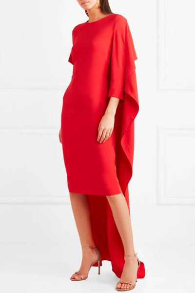 Shop Antonio Berardi Cape-effect Crepe De Chine Dress In Red