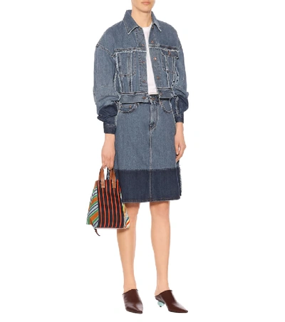 Shop Acne Studios Kremi Cropped Denim Jacket In Blue