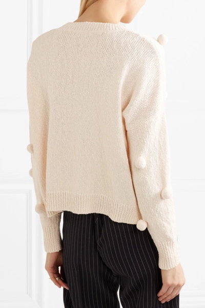 Shop Madewell Pompom-embellished Cotton Sweater In Cream