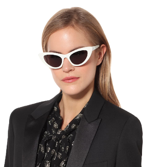 Saint Laurent Lily S Cat Eye Acetate Sunglasses In White | ModeSens