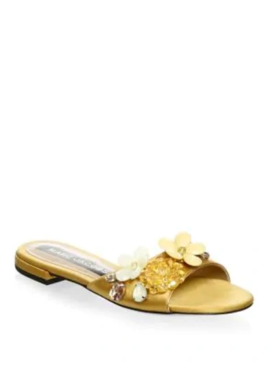 Shop Marc Jacobs Clara Embellished Silk Slides In Gold