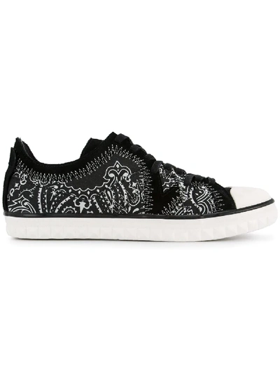 Shop Whiteflags Printed Low-top Sneakers - Black