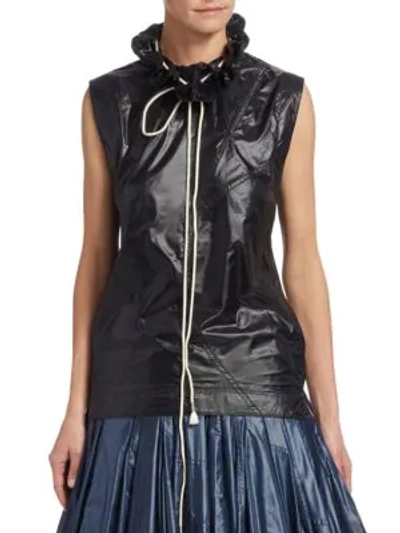 Shop Calvin Klein 205w39nyc Ruffle Drawstring Sleeveless Top In Black
