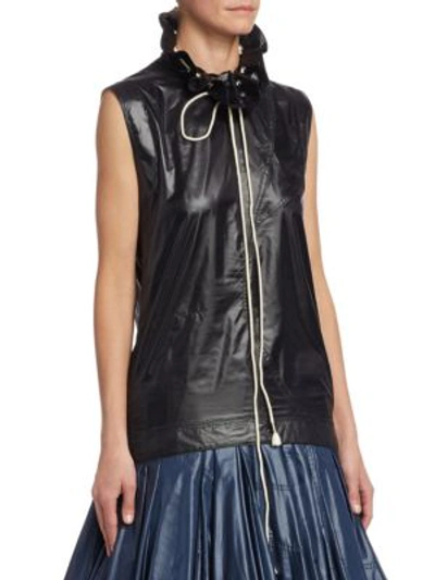 Shop Calvin Klein 205w39nyc Ruffle Drawstring Sleeveless Top In Black