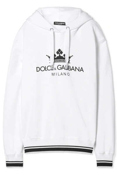 Shop Dolce & Gabbana Oversized Printed Cotton-blend Jersey Hooded Sweatshirt