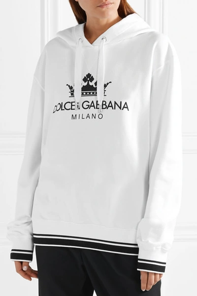 Shop Dolce & Gabbana Oversized Printed Cotton-blend Jersey Hooded Sweatshirt