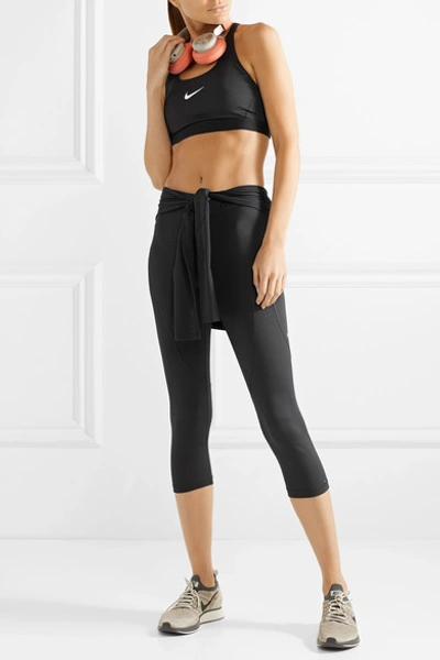 Shop Nike Mesh-paneled Dri-fit Stretch Sports Bra In Black