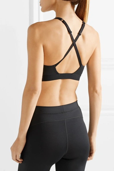 Shop Nike Mesh-paneled Dri-fit Stretch Sports Bra In Black