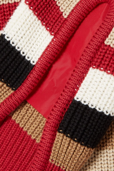 Shop Moncler Striped Cotton Sweater In Red