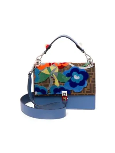 Shop Fendi Kan I Tapestry Logo Shoulder Bag In Blue Floral