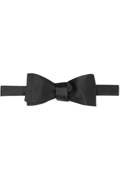 Shop Saint Laurent Silk-satin Bow Tie In Black