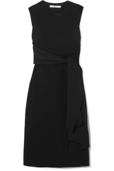 Shop Givenchy Cutout Crepe-paneled Stretch-cady Midi Dress In Black