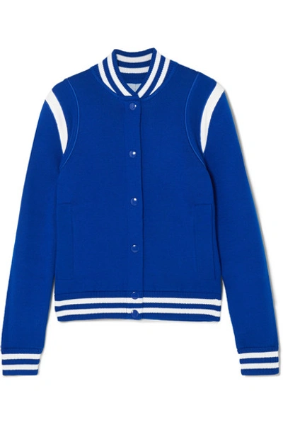 Shop Givenchy Embroidered Wool-blend Bomber Jacket In Blue