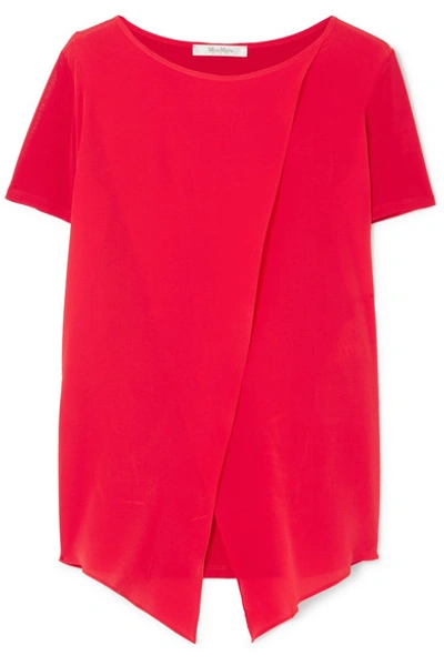 Shop Max Mara Layered Silk-georgette And Stretch-jersey Top In Red