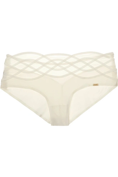 Shop Chantelle Babylone Stretch-tulle And Jersey Briefs In Ivory