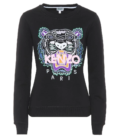 Shop Kenzo Embroidered Cotton Sweatshirt In Black