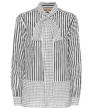 Shop Burberry Striped And Polka-dot Cotton Shirt In Black