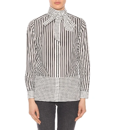Shop Burberry Striped And Polka-dot Cotton Shirt In Black