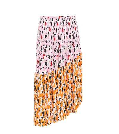 Shop Kenzo Jackie Flowers Pleated Midi Skirt In Multicoloured