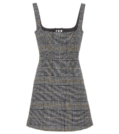 Shop Alexa Chung Plaid Minidress In Grey