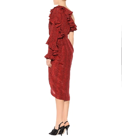 Shop Philosophy Di Lorenzo Serafini Printed Silk One-shoulder Dress In Red