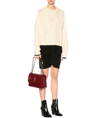 Shop Saint Laurent Wool Cable-knit Sweater In White