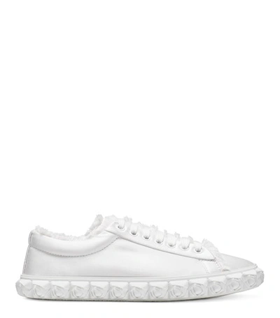 Shop Stuart Weitzman The Fringiecoverstory Sneaker In White Silk Satin